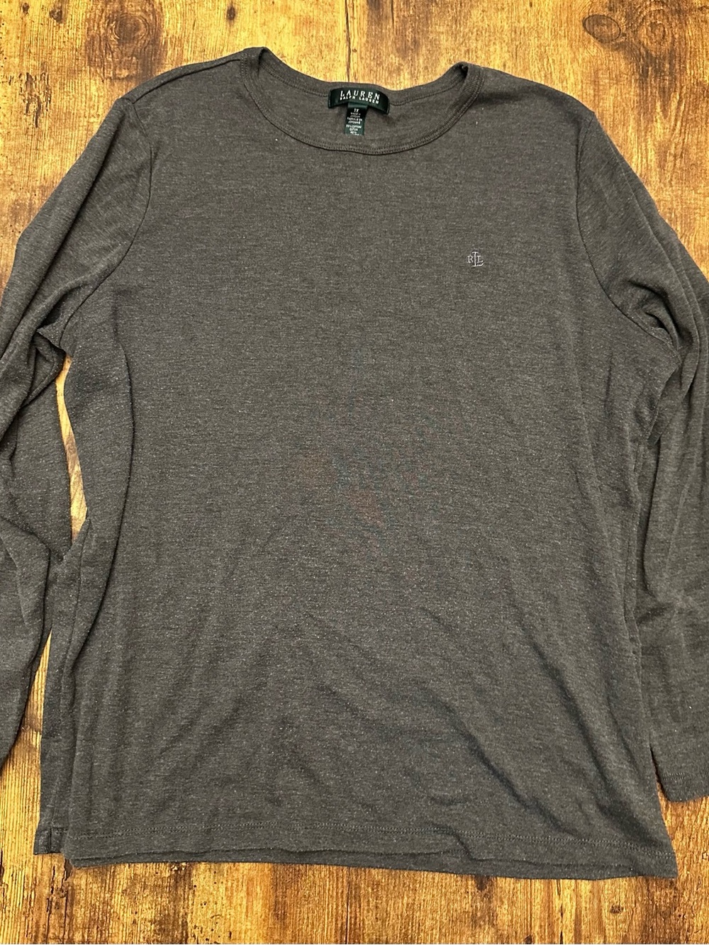 Ralph Lauren Men’s Long-Sleeve Crewneck Shirt — Charcoal
